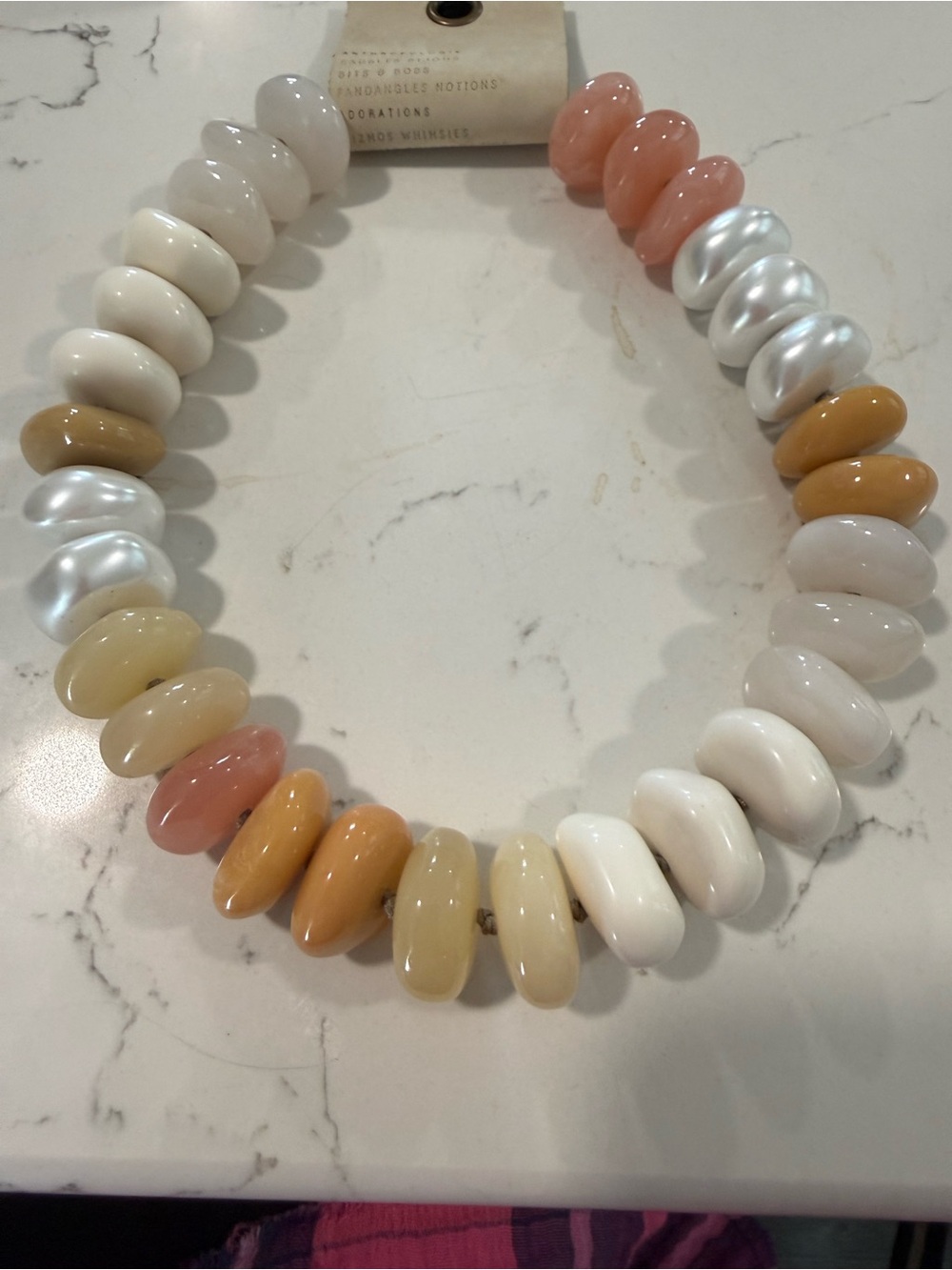 Anthropologie Pastel Bead Necklace in White, Peach & Mustard